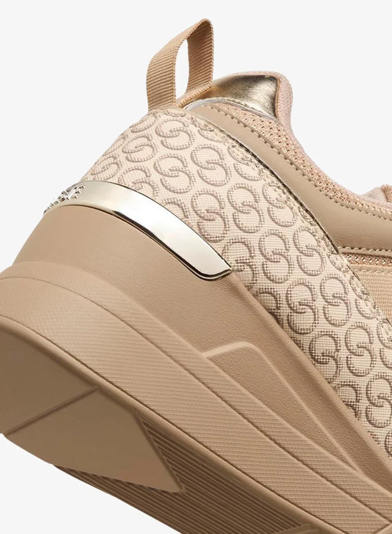 Celeste BEIGE Women Monogram Print Ankle Sneakers for Women | Best Price UAE